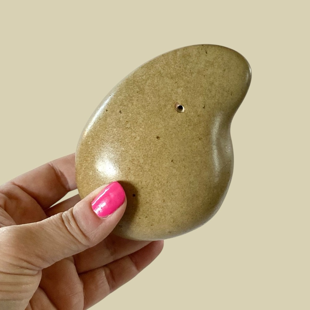 4” Oddity Solid Fetish Stone Bird? Paperweight Drill Hole Curiosity Shiva Lingam